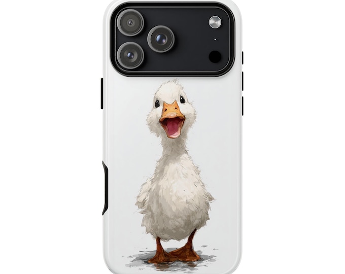 White Duck Illustration Cartoon Phone Case: iPhone, Galaxy, Pixel - Lifetime Warranty