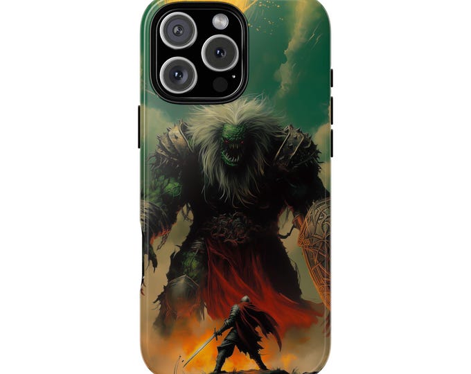 Orc Monster Knight Warrior Battle Scene Phone Case: iPhone, Galaxy, Pixel - MagSafe Compatible