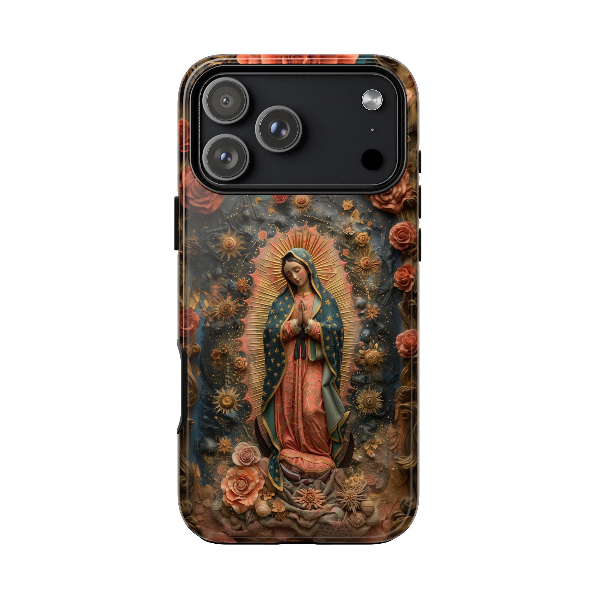 Reliquia Santa Croce Custodia Rigida Per IPhone 13/14 Pro Max Con Immagine Madonna Di Guadalupe | Protezione 360° Indiana Jones Last Crusade
