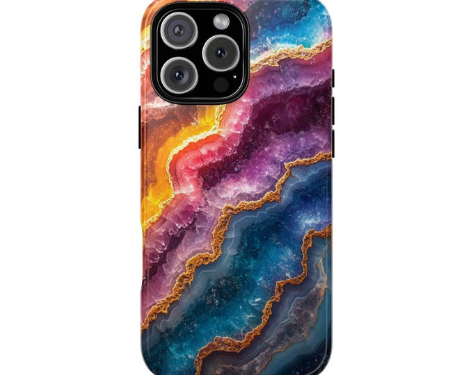 Geode Agate Crystal Pink Blue Phone Case: iPhone, Galaxy, Pixel - Lifetime Warranty