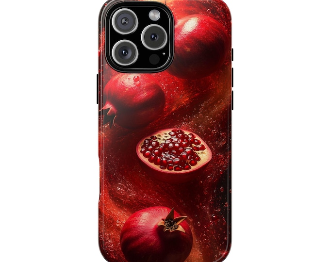 Pomegranate Swirling Red Abstract Fruit Phone Case: iPhone, Galaxy, Pixel - Lifetime Warranty