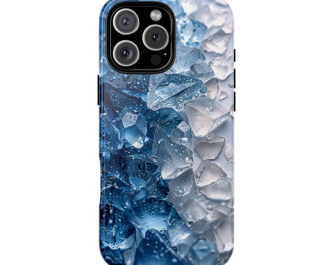Blue Ice Glass Abstract Water Shards Aesthetic Phone Case: iPhone, Galaxy, Pixel - Lifetime Warranty