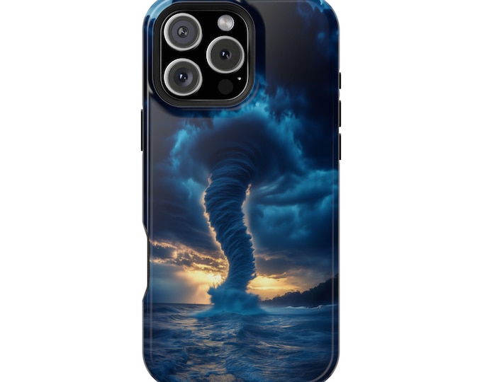 Ocean Tornado Waterspout Blue Storm Phone Case: iPhone, Galaxy, Pixel - Lifetime Warranty