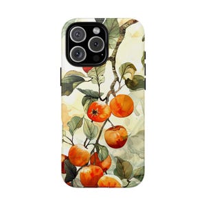 Persimmon Tree Watercolor Orange Chic Phone Case: iPhone, Galaxy, Pixel - Lifetime Warranty