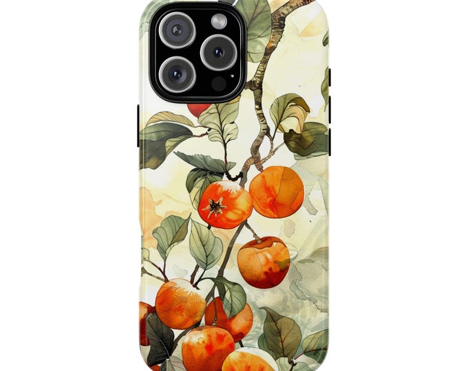 Persimmon Tree Watercolor Orange Chic Phone Case: iPhone, Galaxy, Pixel - Lifetime Warranty