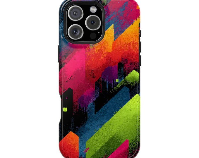 Dynamic Urban Pink Green Mosaic Phone Case: iPhone, Galaxy, Pixel - Lifetime Warranty