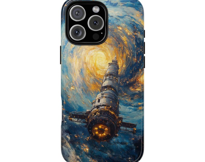 Space Station Orbit Earth Brushed Painting Phone Case: iPhone, Galaxy, Pixel - Lifetime Warranty