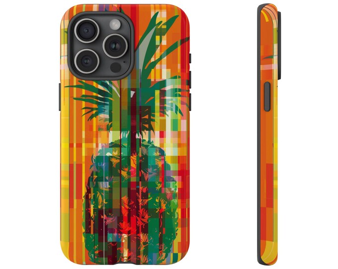 Red Green Retro Pineapple Art Phone Case: iPhone, Galaxy, Pixel - Lifetime Warranty