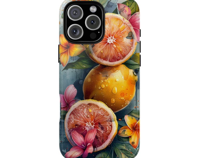 Lemon Pink Floral Watercolor Phone Case: iPhone, Galaxy, Pixel - Lifetime Warranty