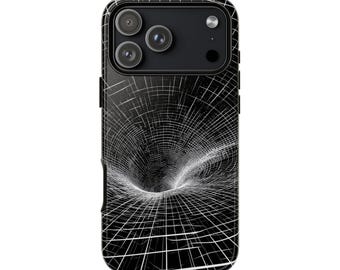 Black Hole Geometric Gravity Space Grid Phone Case • Original Artwork • Heavy Duty Protection • Tech Gift • Lifetime Warranty