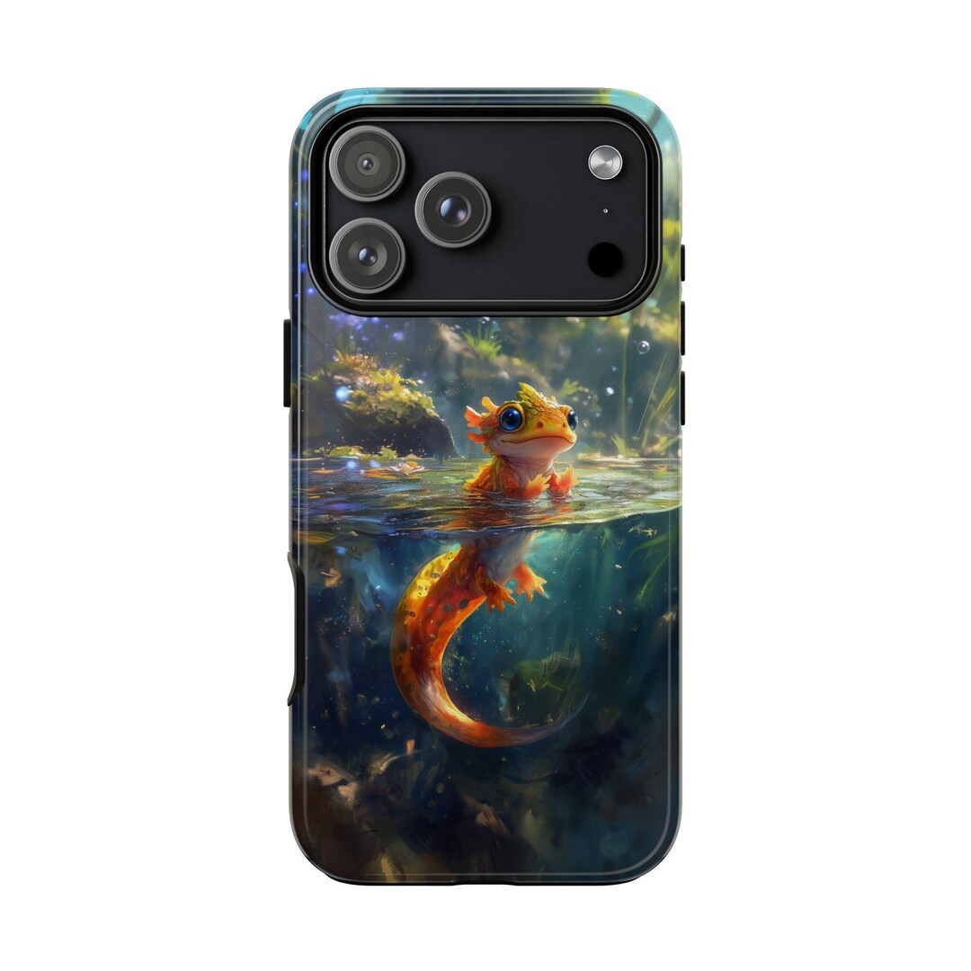 Orange Newt Amphibian Mystical Pond Tough Cover Phone Case for iPhone ...
