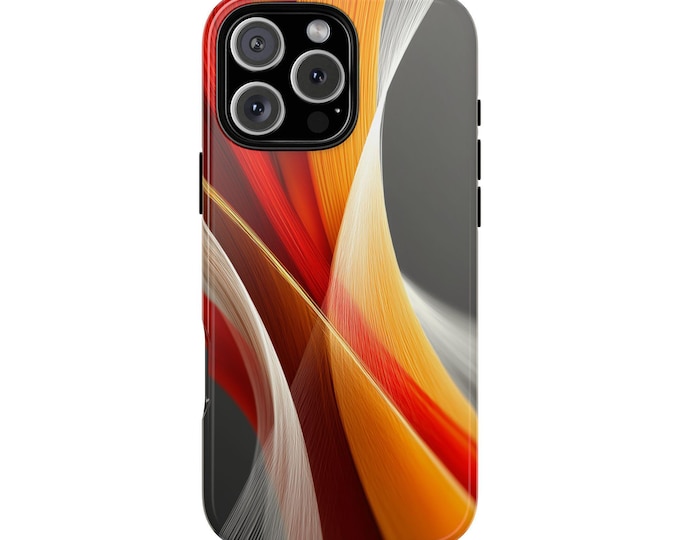 Orange Red Line Thread Waves Pattern Phone Case: iPhone, Galaxy, Pixel - Lifetime Warranty