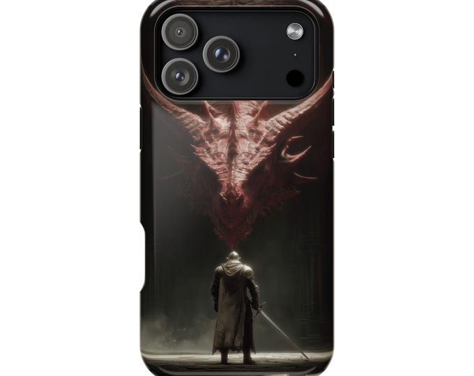 Red Dragon Epic Knight Battle Phone Case: iPhone, Galaxy, Pixel - Lifetime Warranty
