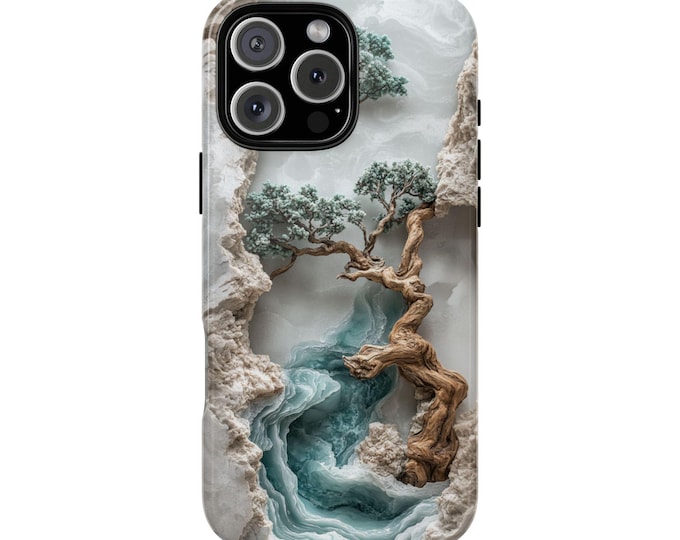 Turquoise Driftwood Smoky Gray Resin Phone Case: iPhone, Galaxy, Pixel - Lifetime Warranty
