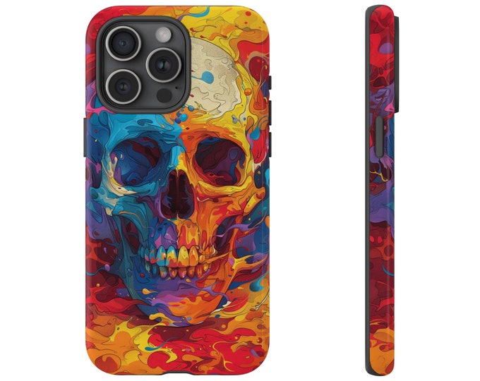 Trippy Abstract Skull Colors Phone Case: iPhone, Galaxy, Pixel - Lifetime Warranty
