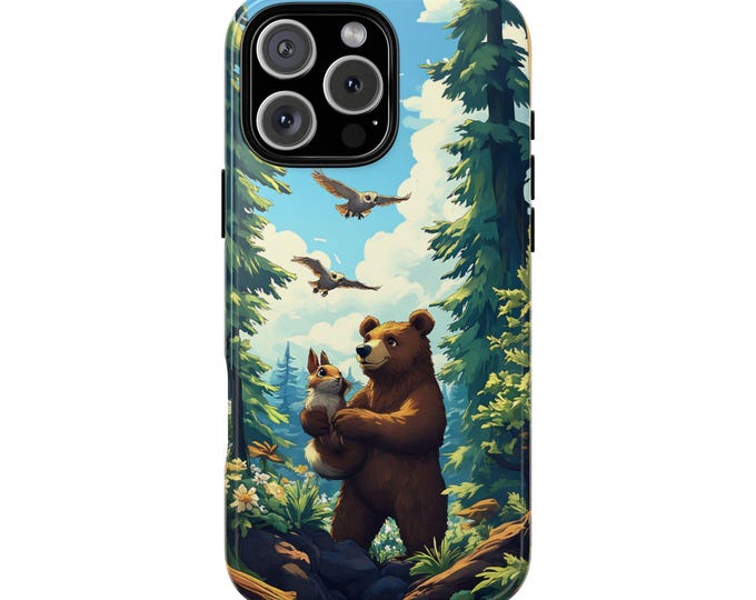 Bear Squirrel Forest Cute Cartoon Style Phone Case: iPhone, Galaxy, Pixel - Lifetime Warranty
