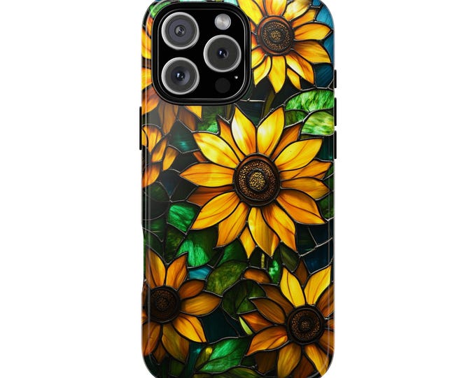 Stained Glass Sunflowers Floral Yellow Phone Case: iPhone, Galaxy, Pixel - Lifetime Warranty
