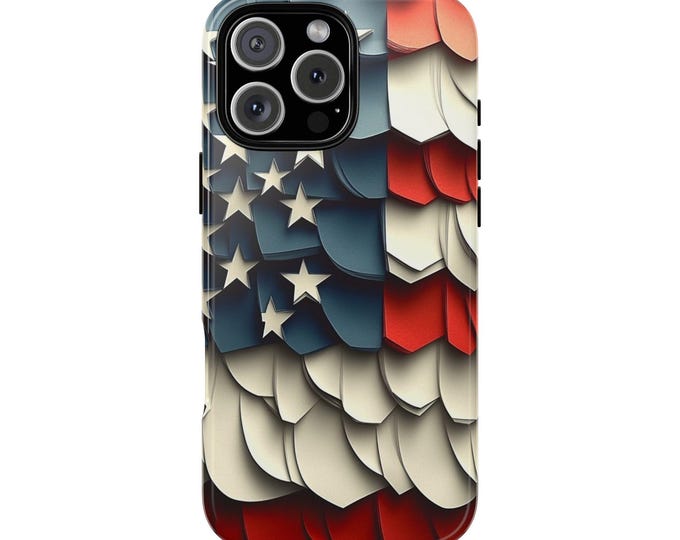 USA American Flag Abstract Paper Cut Phone Case: iPhone, Galaxy, Pixel - Lifetime Warranty
