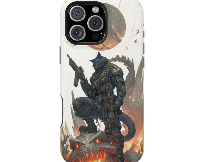 Fierce Anime Cat Tactical Armor Soldier Phone Case: iPhone, Galaxy, Pixel - Lifetime Warranty