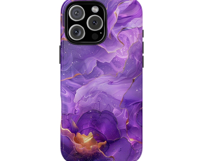 Lavender Purple Marble Swirl Gold Orchid Ink Liquid Phone Case: iPhone, Galaxy, Pixel - Lifetime Warranty
