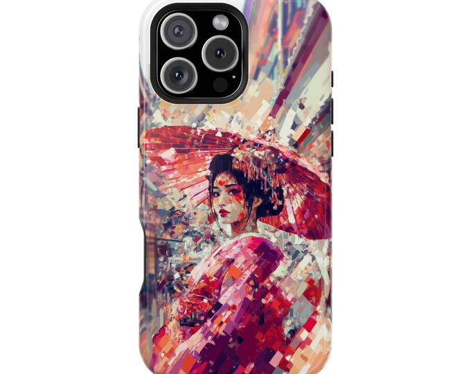 Geisha Pink Traditional Japan Artwork Phone Case: iPhone, Galaxy, Pixel - Lifetime Warranty