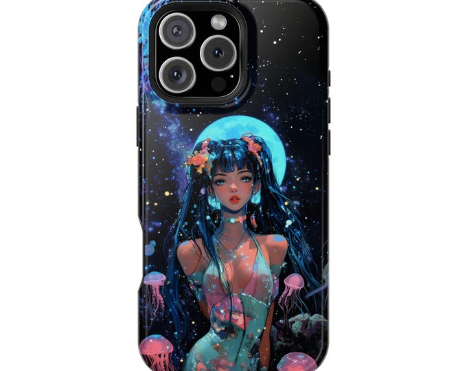 Teal Anime Mermaid Jellyfish Ocean Phone Case: iPhone, Galaxy, Pixel - Lifetime Warranty