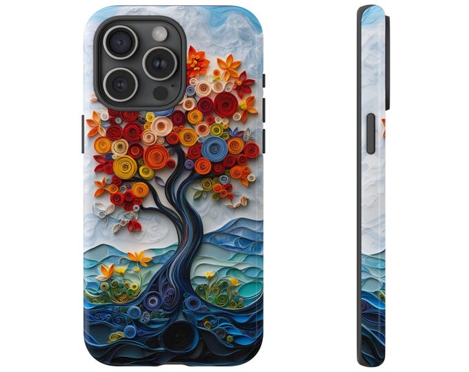 Paper Quilling Tree of Life Phone Case: iPhone, Galaxy, Pixel - Magsafe Wireless Charging