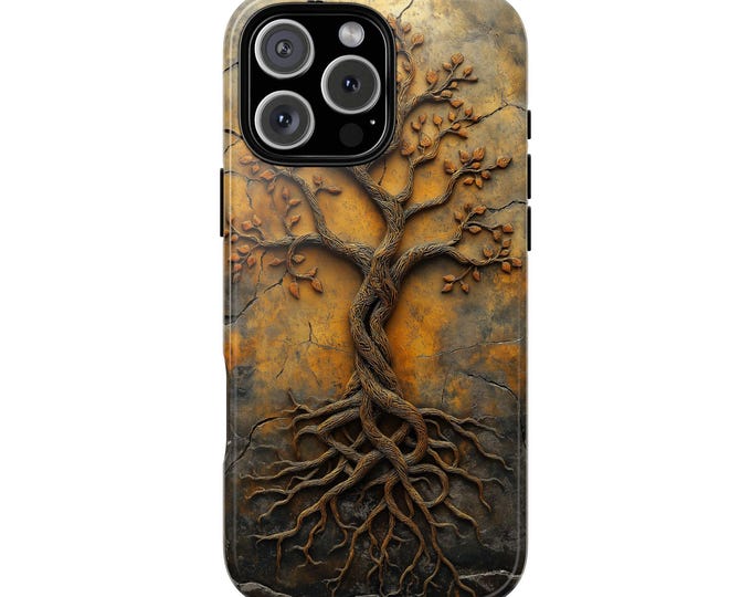 Tree of Life Rune Stone Viking Rock Roots Phone Case: iPhone, Galaxy, Pixel - Lifetime Warranty