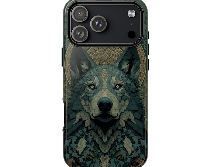 Celtic Wolf Forest Green Art Phone Case: iPhone, Galaxy, Pixel - Lifetime Warranty