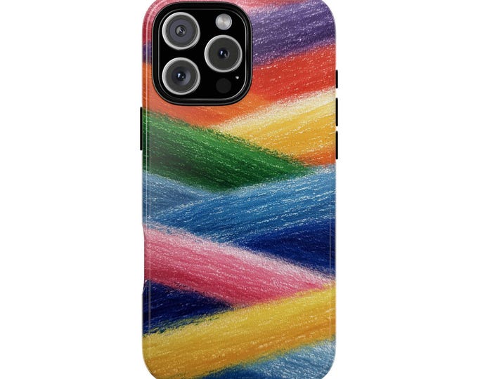 Colored Pencil Stripes Colorful Line Pattern Phone Case: iPhone, Galaxy, Pixel - Lifetime Warranty