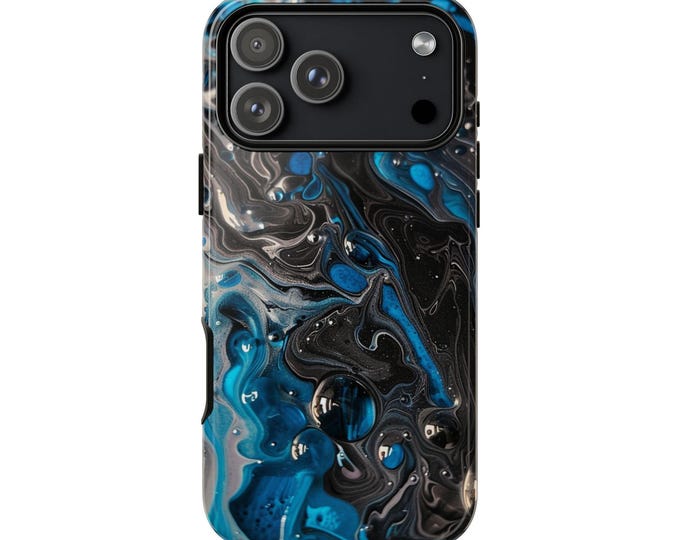 Black Blue Liquid Hydro Dip Ink Phone Case: iPhone, Galaxy, Pixel - Lifetime Warranty