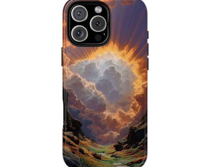Cloudburst Valley Golden Sunrise Radiant Clouds Phone Case: iPhone, Galaxy, Pixel - Lifetime Warranty