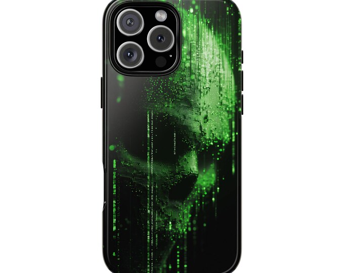 Matrix Skull Computer Hacker Code Phone Case: iPhone, Galaxy, Pixel - Lifetime Warranty