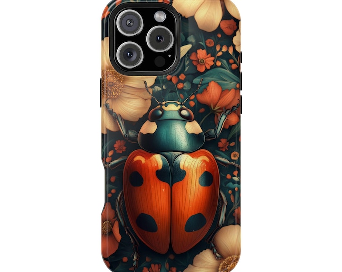 Ladybug Vibrant Wildflowers Phone Case: iPhone, Galaxy, Pixel - Lifetime Warranty