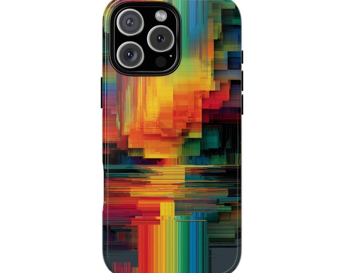 Rainbow Glitch Pattern Moshed Textures Phone Case: iPhone, Galaxy, Pixel - Lifetime Warranty