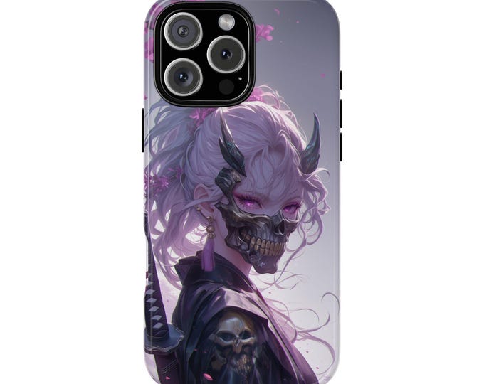 Lavender Ninja Skull Warrior Girl Anime Phone Case: iPhone, Galaxy, Pixel - Lifetime Warranty