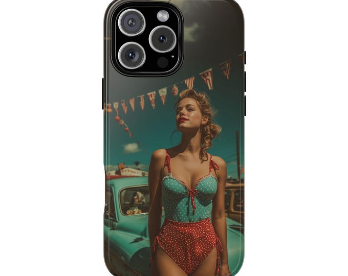 Pin Up Girl Vintage Swimsuit 1940s Phone Case: iPhone, Galaxy, Pixel - Lifetime Warranty