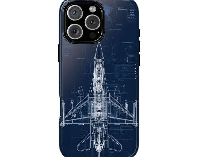F-16 Fighter Jet Plane Blue Print Phone Case: iPhone, Galaxy, Pixel - Lifetime Warranty