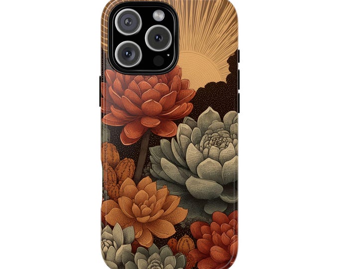 Warm Boho Succulents Floral Phone Case: iPhone, Galaxy, Pixel - Lifetime Warranty