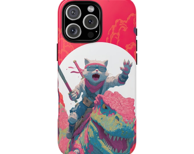 Energetic Anime Ninja Cat Dinosaur Phone Case: iPhone, Galaxy, Pixel - Lifetime Warranty
