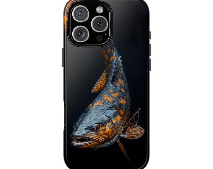 Black Muskellunge Lunge Fish Muskie Phone Case: iPhone, Galaxy, Pixel - Lifetime Warranty