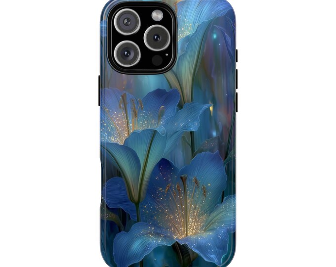 Blue Glow Casa Blanca Lily Flowers Phone Case: iPhone, Galaxy, Pixel - Lifetime Warranty