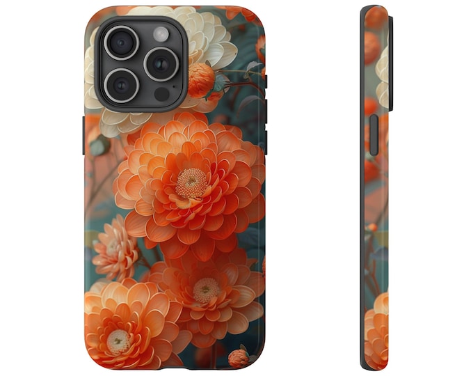 Chrysanthemum Orange Flowers Phone Case: iPhone, Galaxy, Pixel - Lifetime Warranty