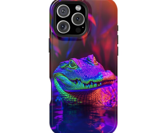 Neon Crocodile Iridescent Green Colors Phone Case: iPhone, Galaxy, Pixel - Lifetime Warranty