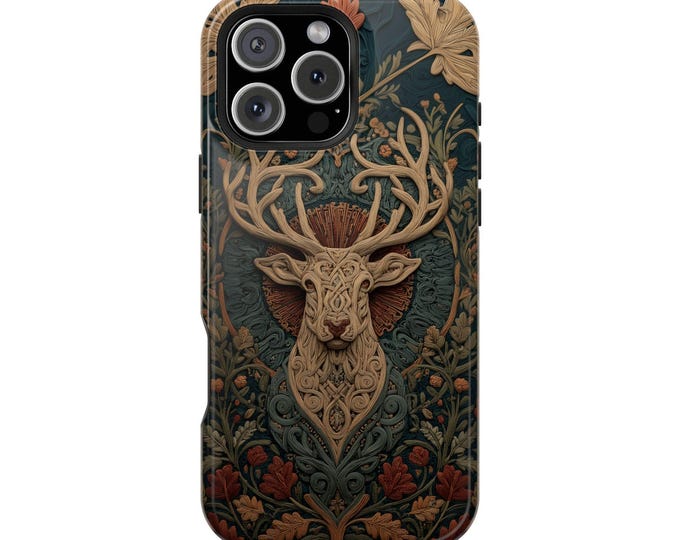 Celtic Stag Deer Oak Leaf Phone Case: iPhone, Galaxy, Pixel - Lifetime Warranty