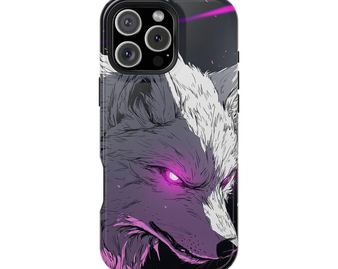 Cosmic White Wolf Manga Art Purple Phone Case: iPhone, Galaxy, Pixel - Lifetime Warranty