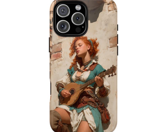 Bard Playing Lute Melodies City Wall Phone Case: iPhone, Galaxy, Pixel - Lifetime Warranty