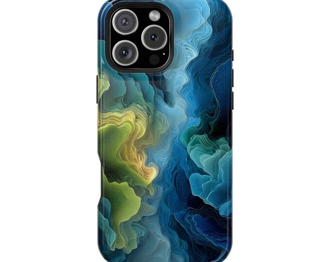 Blue Green Fluid Waves Phone Case: iPhone, Galaxy, Pixel - Lifetime Warranty