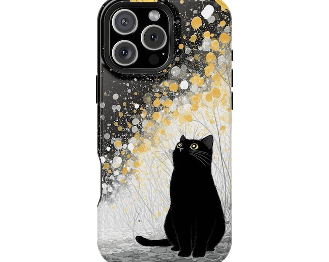 Celestial Black Cat Floral Kitty Phone Case: iPhone, Galaxy, Pixel - Lifetime Warranty