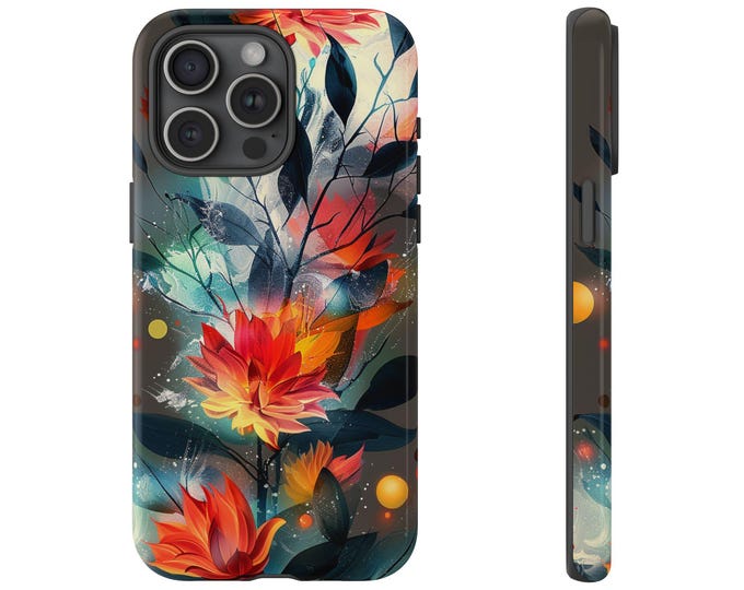 Twilight Garden Orange Flower Pastel Phone Case: iPhone, Galaxy, Pixel - Lifetime Warranty